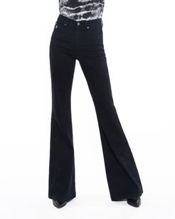 Nicole Miller Black Flare Jeans In Black | Silk/Polyester/Cotton | Size 32