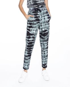 Nicole Miller Tie Dye Jogger Pants In Black/White | Cotton | Size Extra Large