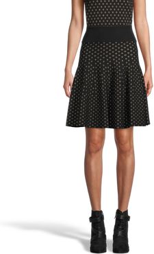Nicole Miller Diamond Jacquard Skirt In Black | Viscose/Jacquard/Nylon | Size Extra Large