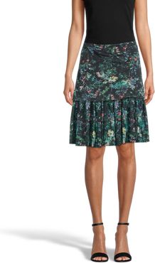 Nicole Miller Moonlit Garden Mini Skirt | Silk/Polyester/Nylon | Size Extra Large