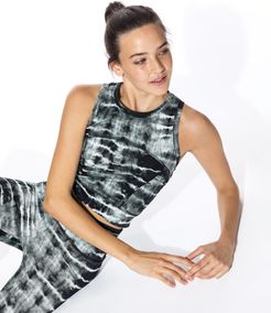 Nicole Miller Tie Dye Crop Top In Black/White | Spandex/Nylon | Size Extra Large