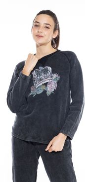 Nicole Miller Rock & Royalty Crew Neck Sweatshirt In Grey | Cotton | Size Extra Large