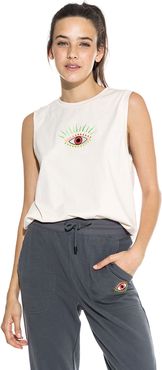 Nicole Miller Evil Eye Muscle Tee In Blush | Cotton | Size Extra Large