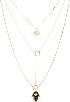 Nicole Miller Multi Layered Hamsa Necklace In Gold