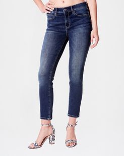Nicole Miller High Rise Ankle Skinny Eco Jeans In Blue Denim | Spandex/Cotton/Lycra | Size 14