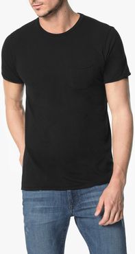 Joe's Jeans Chase Raw Edge Crew Men's T-Shirt in Jet Black | Size 2XL | Cotton