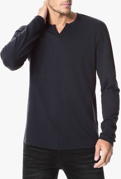 Joe's Jeans Wintz Long Sleeves Henley Men's T-Shirt in Navy Blue | Size 2XL | Cotton