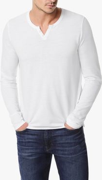 Joe's Jeans Wintz Long Sleeves Henley Men's T-Shirt in Optic White | Size 2XL | Cotton