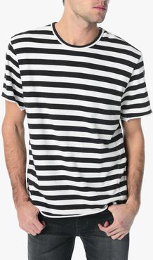 Joe's Jeans Engineered Stripe Men's T-Shirt in Black White Stripe/Prints | Size 2XL | Cotton