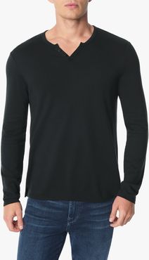 Joe's Jeans Wintz Long Sleeves Slub Henley Men's T-Shirt in Black | Size 2XL | Cotton