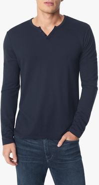 Joe's Jeans Wintz Long Sleeves Slub Henley Men's Shirt in Navy Blue | Size 2XL | Cotton