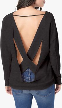 Joe's Jeans Odetta Open Back Sweatshirt Women's in Black | Size Large