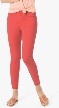 Joe's Jeans The Icon Crop Mid-Rise Skinny Crop Women's Jeans in Hibiscus/Red | Size 34 | Cotton/Spandex/Polyester