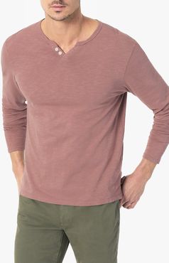 Joe's Jeans Wintz Long Sleeves Henley Men's T-Shirt in Burlwood/Pink | Size XL | Cotton
