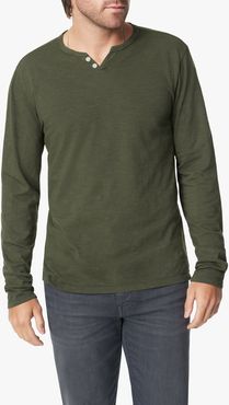 Joe's Jeans Wintz Long Sleeves Slub Henley Men's T-Shirt in Forest Night/Green | Size 2XL | Cotton