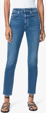 Joe's Jeans The Erin High Rise Straight Women's Jeans in Medium Indigo | Size 34 | Cotton/Elastane