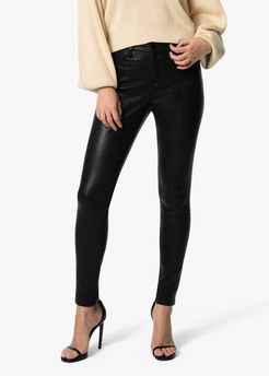 Joe's Jeans The Charlie High Rise Skinny Ankle Women's Jeans in Black | Size 34 | Leather