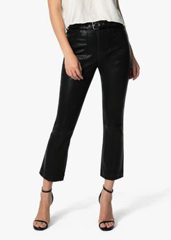 Joe's Jeans The Callie High Rise Cropped Bootcut Women's Jeans in Black Leather | Size 34