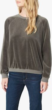Joe's Jeans Velour Crewneck Top Women's Shirt in Charcoal Grey | Size XL | Cotton/Polyester