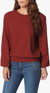 Joe's Jeans The Long Bouffant Sleeve Sweatshirt Women's in Cinnabar/Red | Size Large | Cotton
