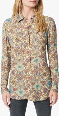 Joe's Jeans Brocade Buttondown Shirt Women's in Brocade Print/Prints | Size Large | Viscose