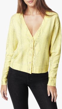 Joe's Jeans The Cropped Cardigan Women's in Wax Yellow/Other Hues | Size Large | Polyester/Rayon