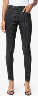 Joe's Jeans The Charlie High Rise Skinny Ankle Women's Jeans in Black Snake Print/Prints | Size 34 | Cotton/Spandex/Polyester