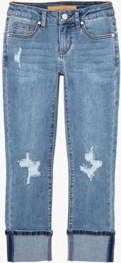 Joe's Jeans Mid Rise Crop (Little Girls) Women's Jeans in Blasted Blue/Dark Indigo | Size 6 | Cotton/Spandex/Viscose