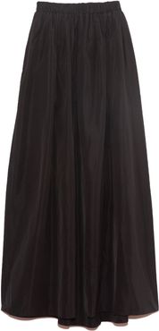 Taffeta Pull On Cocoon Skirt in Black