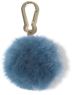 Fox Pompom Keychain in Blue Mirage