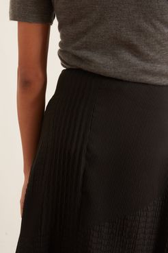 Smocking Draped Midi Skirt in Black