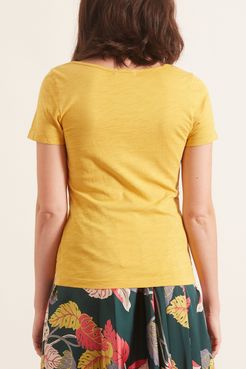 Scoop Slub Cotton Tee in Honey