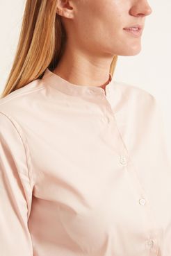 Mock Neck Top with Stretch in Pink