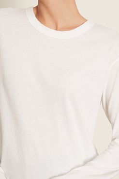 Slouch Contrast Long Sleeve T-Shirt in White