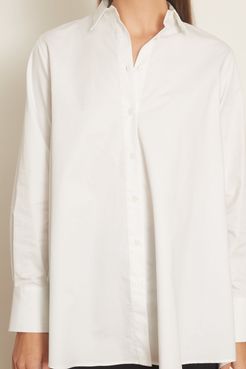 Flared Button Down Shirt in White
