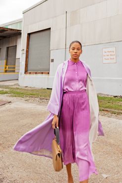 Deep Dyed Satin Shirt in Magenta