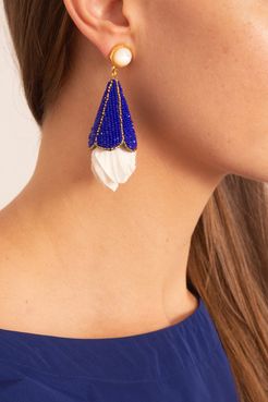 Gilded Floral Earrings in Cobalt