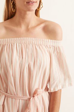 Handwoven Stripe Short Dress in Pink