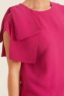 Bow Shoulder Blouse in Fuxia