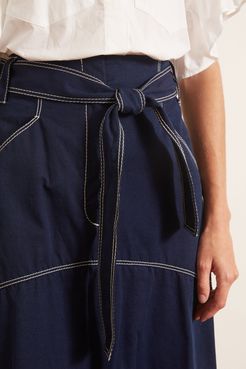 Contrast Stitch Skirt in Indigo