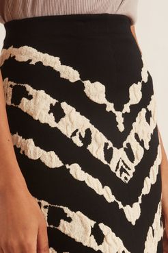 Animal Jacquard Knit Skirt in Black/Ecru