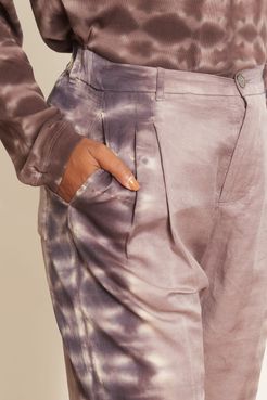 Pleated Pant in Mauve Tie Dye