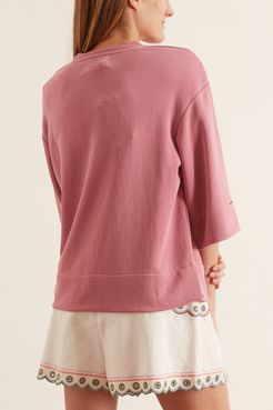 Cira Crew Neck Top in Heather Rose