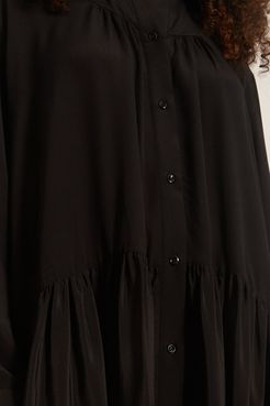 Gathered Shirt Dress in Black