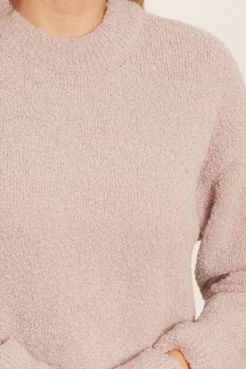 Boucle Alpaca Sweater with Slit Cuff in Light Mauve