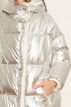 Kalgan Long Hair Coat in Silver/Ivoire