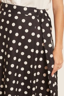 Bellitude Wrap Skirt in Black/Ivory Dot