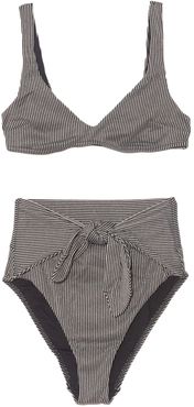Bellitude Tie Bikini in Black/Ivory Stripe