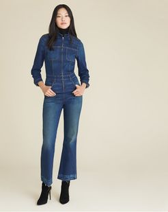 Rochelle Front-Zip Denim Jumpsuit