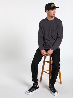 Volcom Keeter Long Sleeve Crew - Dark Charcoal - Dark Charcoal - L